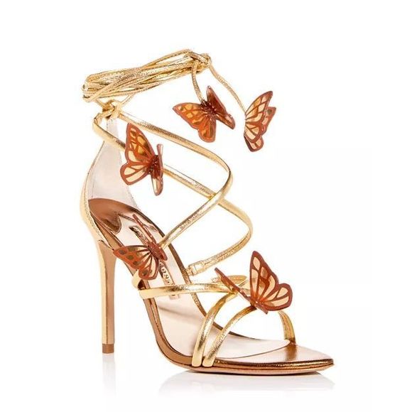 Sophia Webster Gold Butterfly Heels - Picture 1 of 15